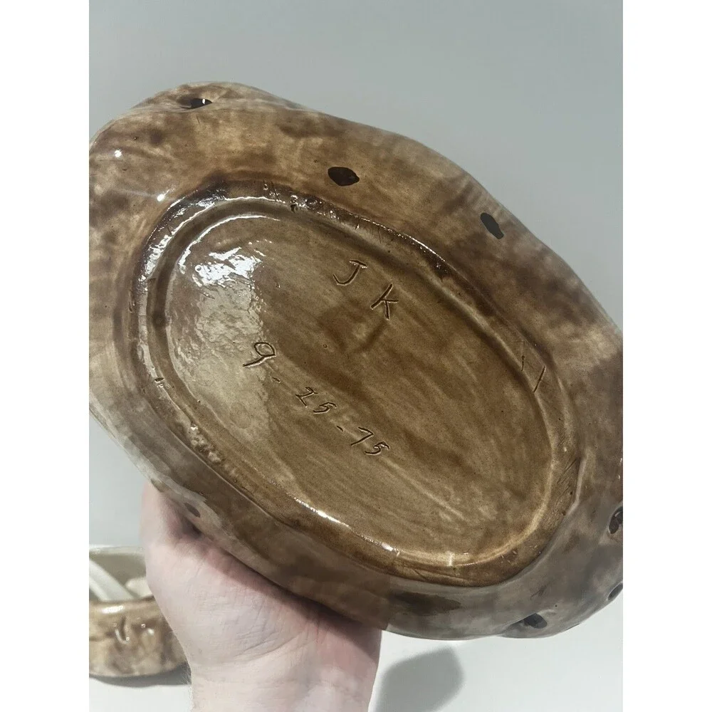 Vintage 1970s Ceramic Baked Potato Lidded Dish w/ Small Bowl and Spoon